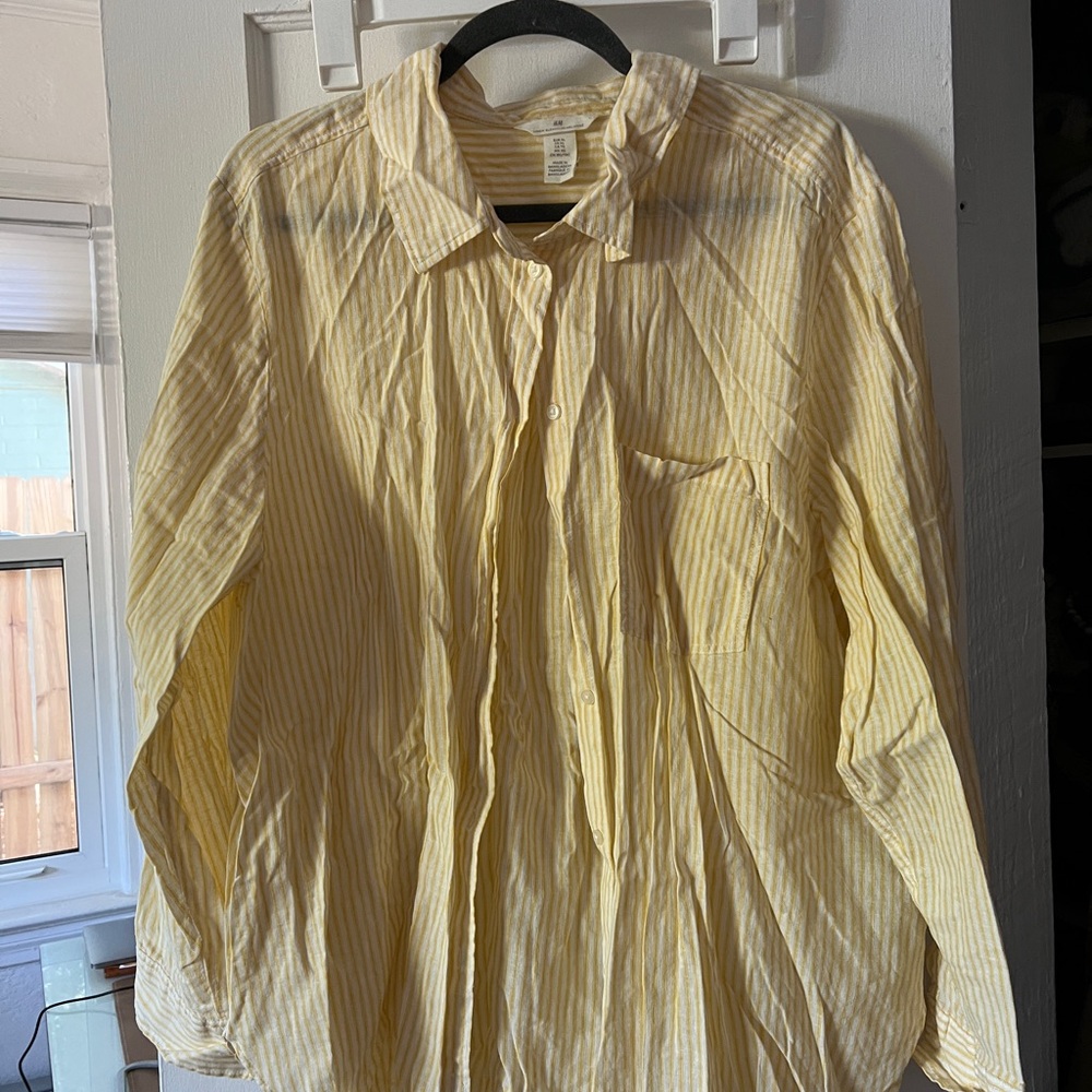 H&M Linen Blend Striped Button-Up Shirt